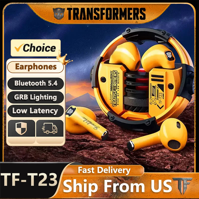 Ship From US Transformers Wireless Bluetooth Earphones Low Latency Gaming Headset TF-T23 HD Call with Mic Earbuds Sport S4d6e8639eb3f4595b5566adc7b28c4a9t Amrit Store